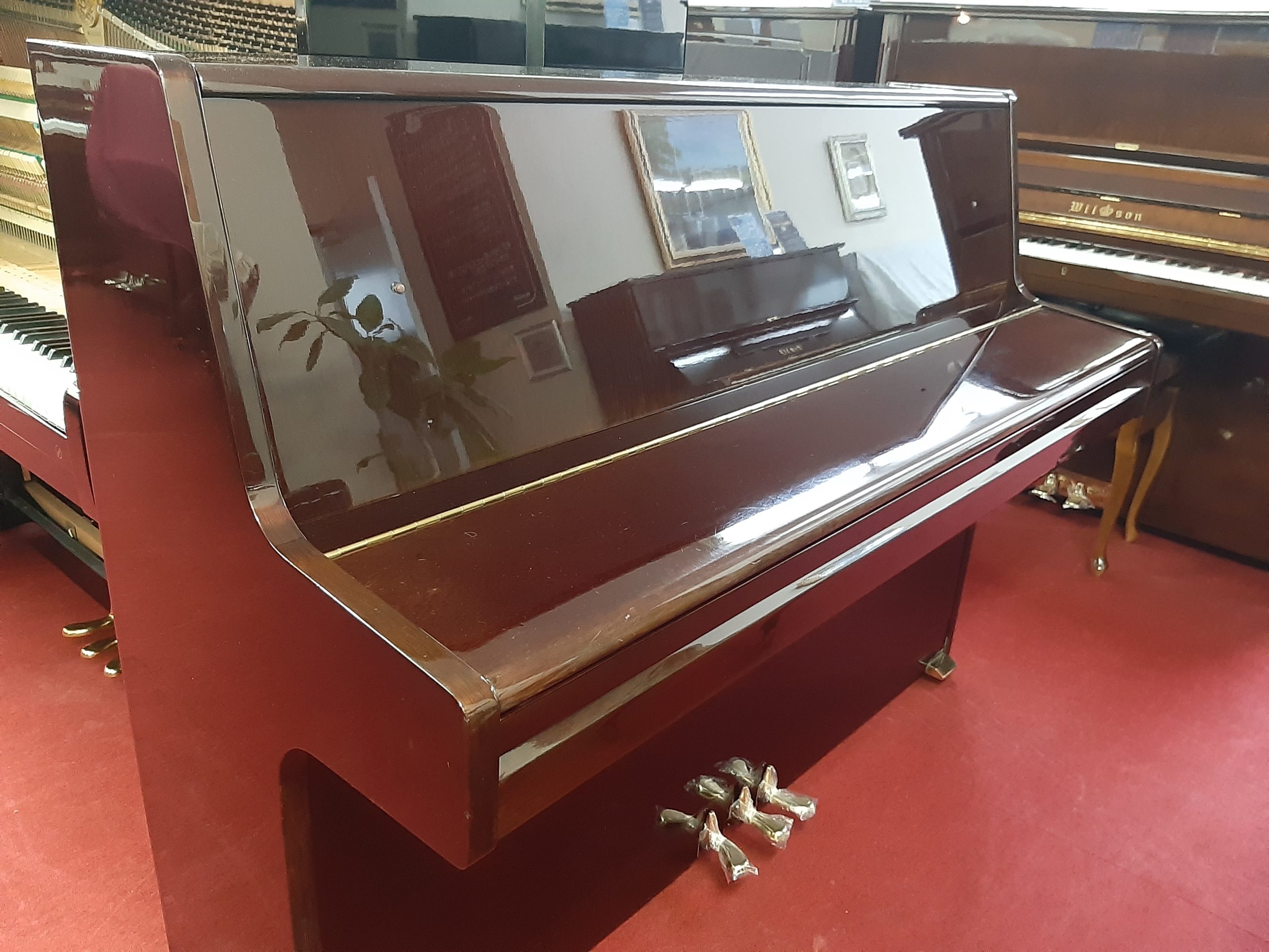 WEINBURG マホガニー木目調 アップライトピアノ&椅子 中古ピアノ